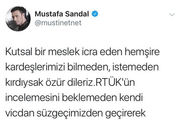 Mustafa Sandal reset açıklaması hemşire